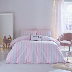 Sassy B Stripe Tease Reversible Single Duvet Cover Set With Pillowcase Pink - thumbnail 1