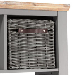 Statement Furniture Florence Dove Grey Wooden Room Divider Shelving Unit With Storage Baskets And Drawer - thumbnail 3