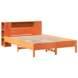 Berkfield Bookcase Bed Without Mattress Wax Brown 160X200 Cm Solid Wood Pine - thumbnail 3