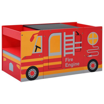 Walplus 3 Piece Kids Chair Table Set Fire Truck Design Wood - image 1