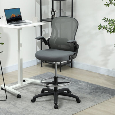 Vinsetto Standing Desk Chair With Adjustable Footrest, Charcoal Grey - image 1
