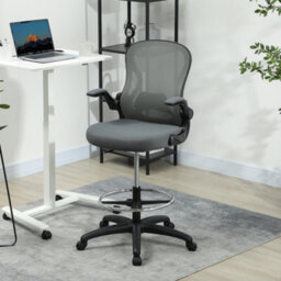 Vinsetto Standing Desk Chair With Adjustable Footrest, Charcoal Grey - thumbnail 1