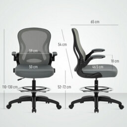 Vinsetto Standing Desk Chair With Adjustable Footrest, Charcoal Grey - thumbnail 3