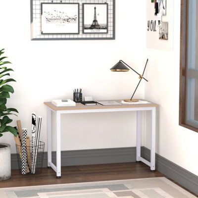 Homcom Computer Desk Dining Table Writing Table With Metal Frame, White - image 1