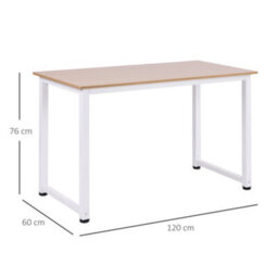 Homcom Computer Desk Dining Table Writing Table With Metal Frame, White - thumbnail 3