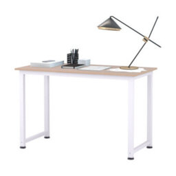 Homcom Computer Desk Dining Table Writing Table With Metal Frame, White - thumbnail 2