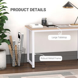 Homcom Computer Desk Dining Table Writing Table With Metal Frame, White - thumbnail 5