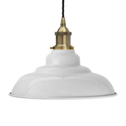 Pale Grey St Edmund's Painted Dome Pendant Light With Antique Brass Lamp Holder And Black Twisted Cable - Se Home - thumbnail 1