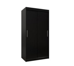 Arte Tokyo Contemporary 2 Sliding Door Wardrobe 5 Shelves 2 Rails Black Matt (H)2000mm (W)1000mm (D)620mm - thumbnail 1