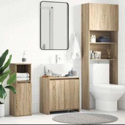 Berkfield Sturdy Bathroom Cabinet Sonoma Oak 60X33X61 Cm Engineered Wood - thumbnail 2