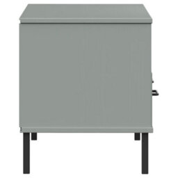 Berkfield Durable Tv Cabinet With Metal Legs Grey Solid Wood Pine Oslo - thumbnail 6