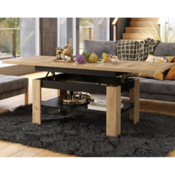 Heze Furniture Runa 2 In 1 Extending Coffee / Dining Table 130-170Cm - Golden Craft Oak / Black - thumbnail 2