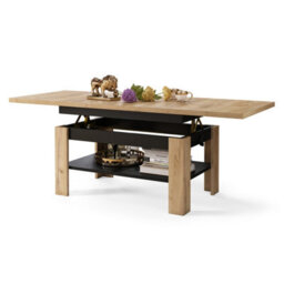 Heze Furniture Runa 2 In 1 Extending Coffee / Dining Table 130-170Cm - Golden Craft Oak / Black - thumbnail 5