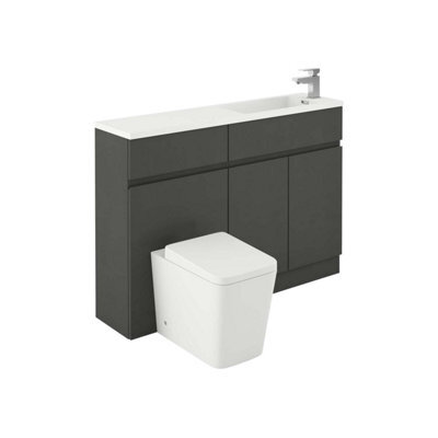 Plum&clay Delaware Charcoal Bathroom Vanity Basin & Wc Unit Combination (W)1200mm