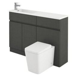 Plum&clay Delaware Charcoal Grey Bathroom Vanity Basin & Toilet Wc Unit Combination Bathroom Furniture (W)1200mm - thumbnail 3