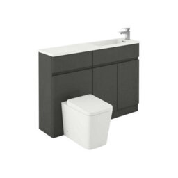 Plum&clay Delaware Charcoal Grey Bathroom Vanity Basin & Toilet Wc Unit Combination Bathroom Furniture (W)1200mm