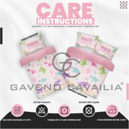 Gc Gaveno Cavailia Kids Cutie Suraus Pink Single Dinosaur Printed Duvet Cover With Matching Pillowcase Reversible Bedding Set - thumbnail 4