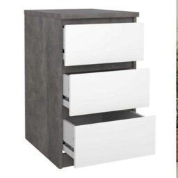 Wyld Haus Budapest Bedside Table, Concrete-Effect & White, 3 Drawers - thumbnail 5