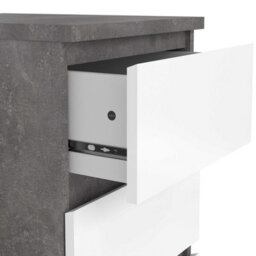 Wyld Haus Budapest Bedside Table, Concrete-Effect & White, 3 Drawers - thumbnail 6