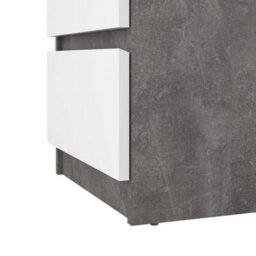 Wyld Haus Budapest Bedside Table, Concrete-Effect & White, 3 Drawers - thumbnail 7