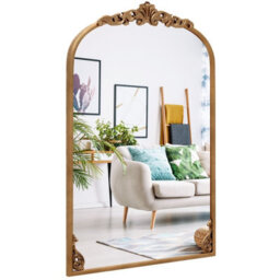 Costway Antiqued Gold Wall Mirror 90 Cm X 61 Cm Dramatic Arched Mirror-Gold - thumbnail 1
