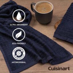 Cuisinart Professional Blue Rectangle Bamboo Cotton Sculpted Tea Towel 40 X 70Cm Pack Of 2 - thumbnail 5