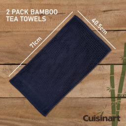 Cuisinart Professional Blue Rectangle Bamboo Cotton Sculpted Tea Towel 40 X 70Cm Pack Of 2 - thumbnail 4