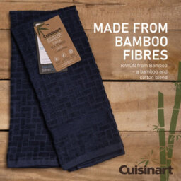 Cuisinart Professional Blue Rectangle Bamboo Cotton Sculpted Tea Towel 40 X 70Cm Pack Of 2 - thumbnail 2