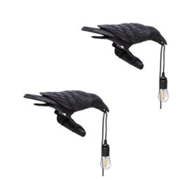 2-Pack Black Crow Wall Light Novelty Raven Bird Lamp With Adjustable Cable - thumbnail 1