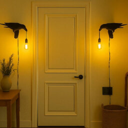 2-Pack Black Crow Wall Light Novelty Raven Bird Lamp With Adjustable Cable - thumbnail 5