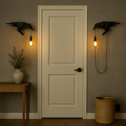 2-Pack Black Crow Wall Light Novelty Raven Bird Lamp With Adjustable Cable - thumbnail 4