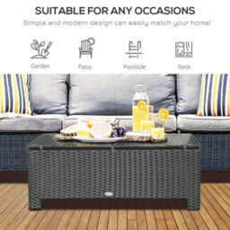 Wyld Haus Niyo Rectangular Black Rattan Outdoor Coffee Table With 5mm Tempered Glass Top, 85 X 50 X 39 Cm - thumbnail 4
