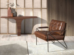 Angel Cerda Stylish Rectangular Walnut Console Table With Chrome Steel Base - thumbnail 2