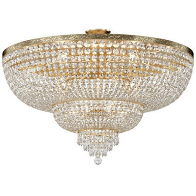 Luminosa Lighting Luminosa Palace Semi Flush Ceiling Gold Antique & Crystal, 18 Light, E27 - image 1