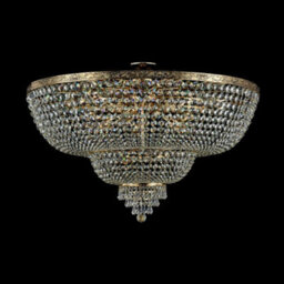 Luminosa Lighting Luminosa Palace Semi Flush Ceiling Gold Antique & Crystal, 18 Light, E27 - thumbnail 4