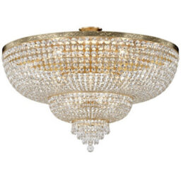 Luminosa Lighting Luminosa Palace Semi Flush Ceiling Gold Antique & Crystal, 18 Light, E27 - thumbnail 1
