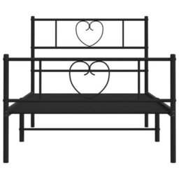 Berkfield Metal Bed Frame With Headboard And Footboard Black 75X190 Cm - thumbnail 5