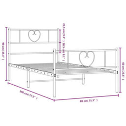 Berkfield Metal Bed Frame With Headboard And Footboard Black 75X190 Cm - thumbnail 9