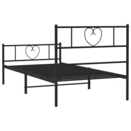 Berkfield Metal Bed Frame With Headboard And Footboard Black 75X190 Cm - thumbnail 7