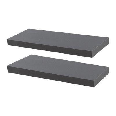 Harbour Housewares 60Cm Floating Wall Shelves- Grey - Photo Gallery Bookshelf Wall Shelves For Storage & Display - Set Of 2 - image 1