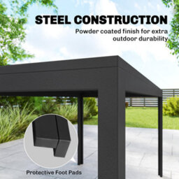 Outsunny Garden Dining Set With Umbrella Hole For 6 People, Black - thumbnail 8