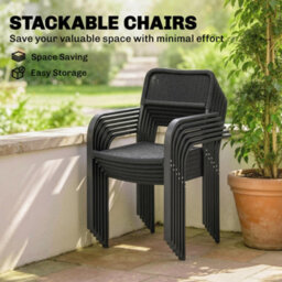 Outsunny Garden Dining Set With Umbrella Hole For 6 People, Black - thumbnail 7