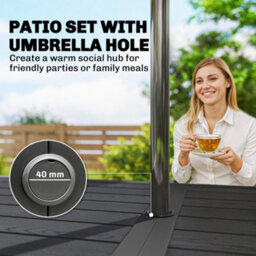 Outsunny Garden Dining Set With Umbrella Hole For 6 People, Black - thumbnail 4