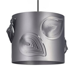 Happy Homewares Pearl Grey Solid Metal Easy Fit Pendant Shade With Laser Cut Leaves