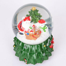 Shatchi Musical Christmas Snowglobe Large Water Ball Features Christmas Santa Kids Scene Tree Resin Base- Standing Decorations - thumbnail 3