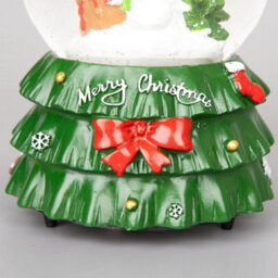 Shatchi Musical Christmas Snowglobe Large Water Ball Features Christmas Santa Kids Scene Tree Resin Base- Standing Decorations - thumbnail 5