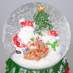 Shatchi Musical Christmas Snowglobe Large Water Ball Features Christmas Santa Kids Scene Tree Resin Base- Standing Decorations - thumbnail 6