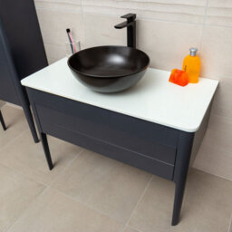 Plum&clay Sutton Blue-Grey Floor Standing Bathroom Vanity Unit With Pre-Drilled Tap Hole Worktop (W)980mm (H)700mm - thumbnail 6