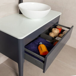 Plum&clay Sutton Blue-Grey Floor Standing Bathroom Vanity Unit With Pre-Drilled Tap Hole Worktop (W)980mm (H)700mm - thumbnail 5