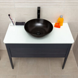 Plum&clay Sutton Blue-Grey Floor Standing Bathroom Vanity Unit With Pre-Drilled Tap Hole Worktop (W)980mm (H)700mm - thumbnail 7